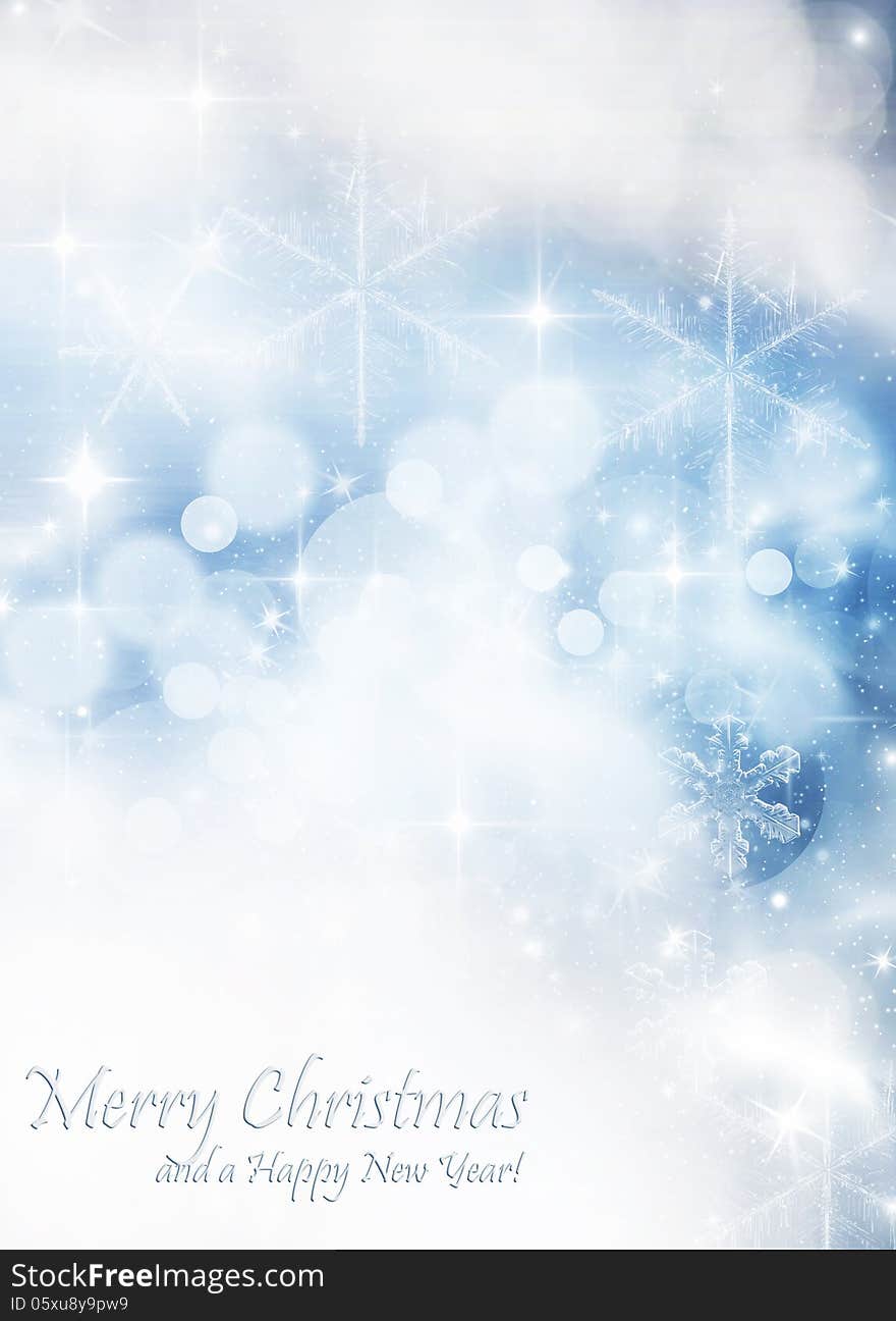 Light abstract Christmas background with white snowflakes