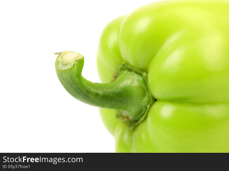 Tail of green pepper. Close up. Macro.