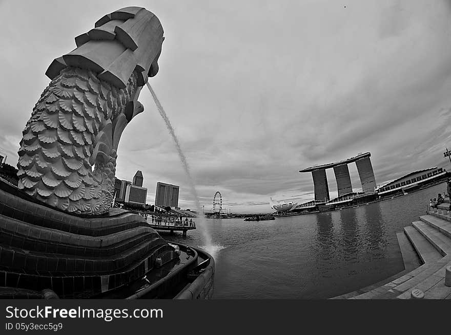 Modern statue simbol of Singapore. Modern statue simbol of Singapore