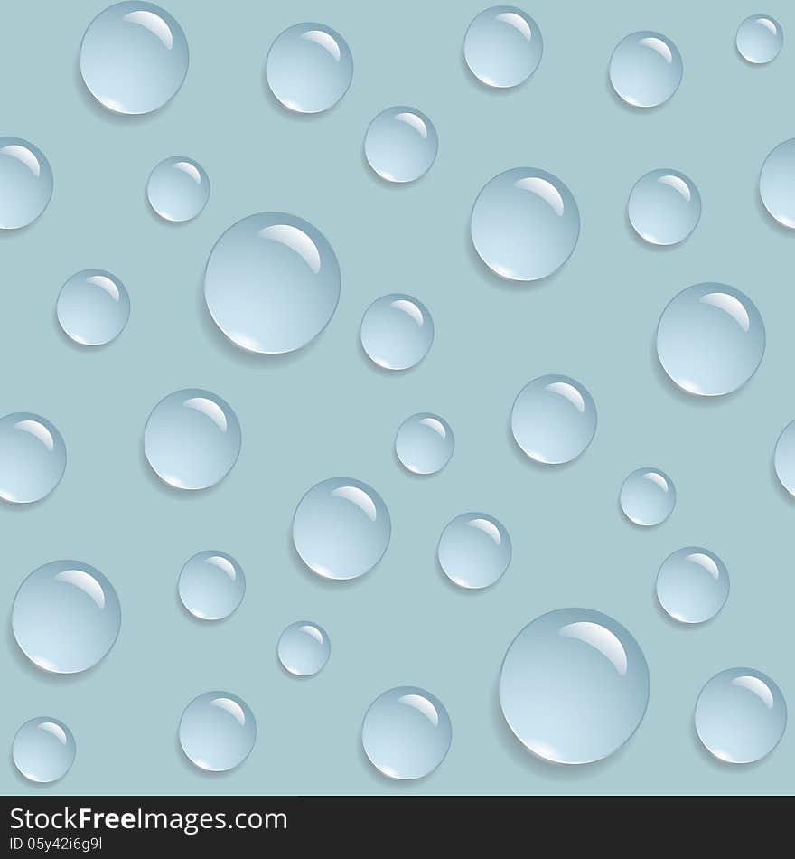 Vector water drops on a blue background. Vector water drops on a blue background