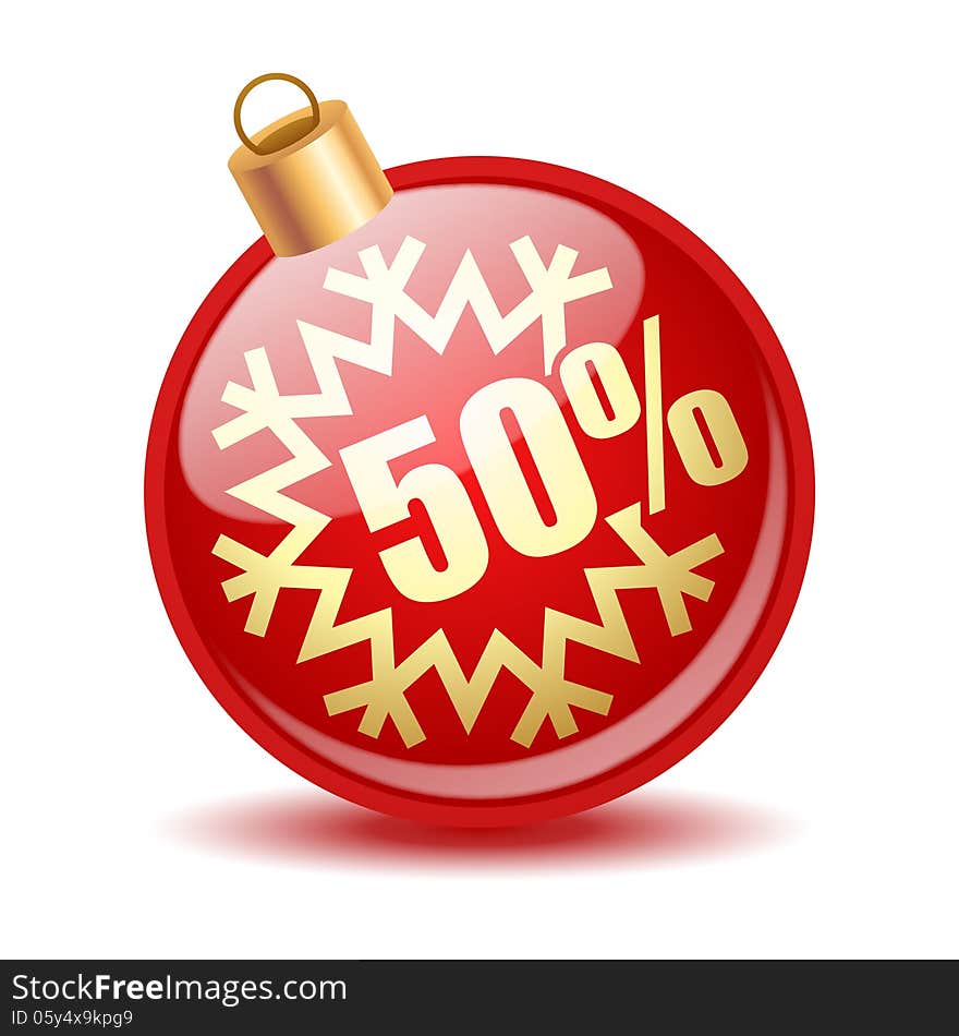 Vector christmas ball, sale concept