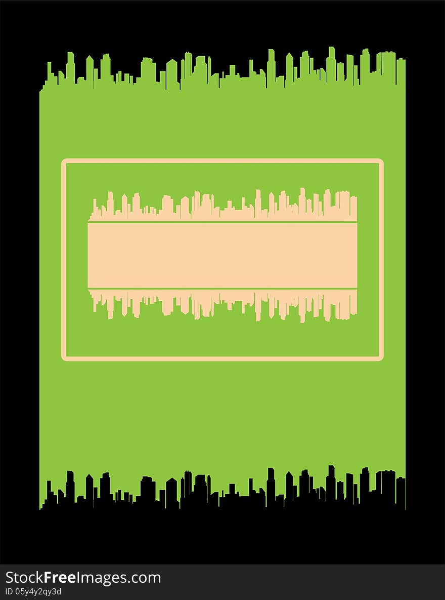 Vector abstract background with a silhouette of the city