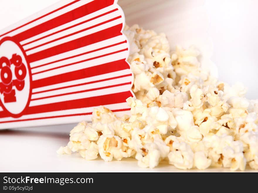 Isolated popcorn container over white. Isolated popcorn container over white