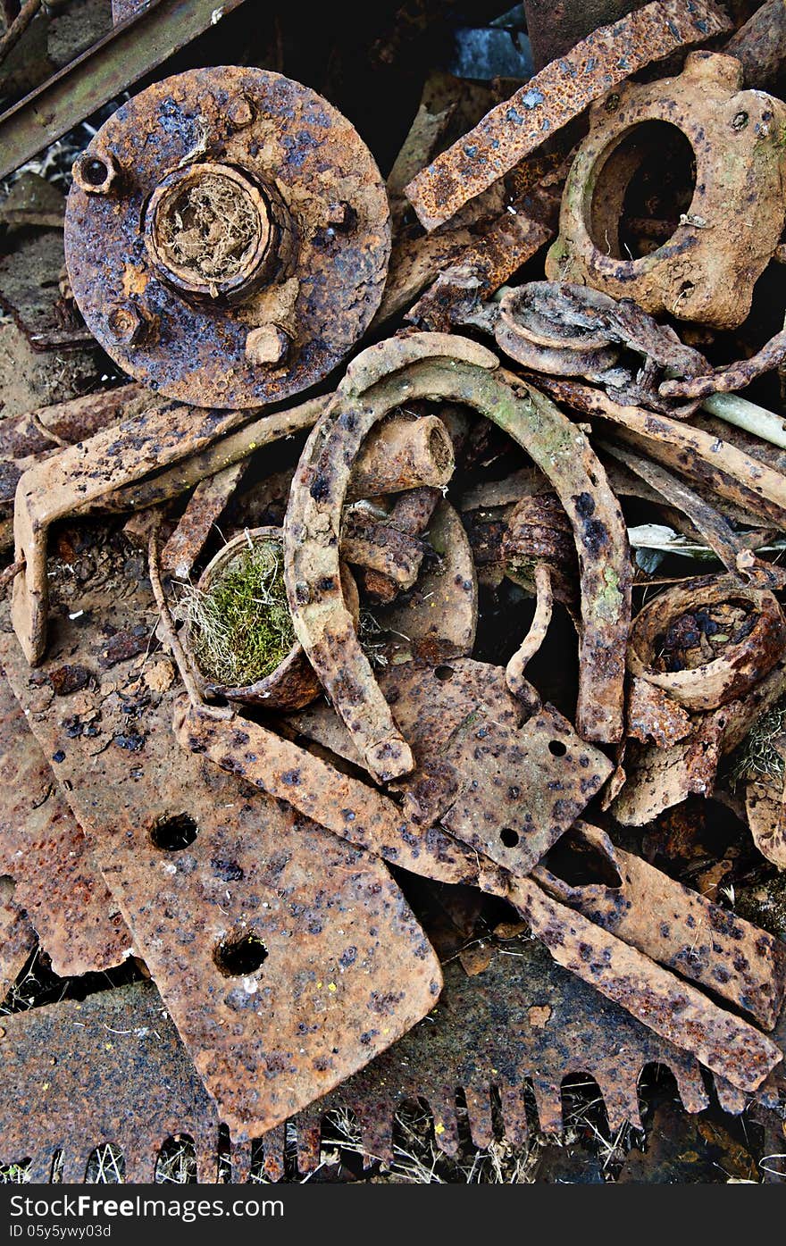 Rusty Antique Horseshoe with metal parts