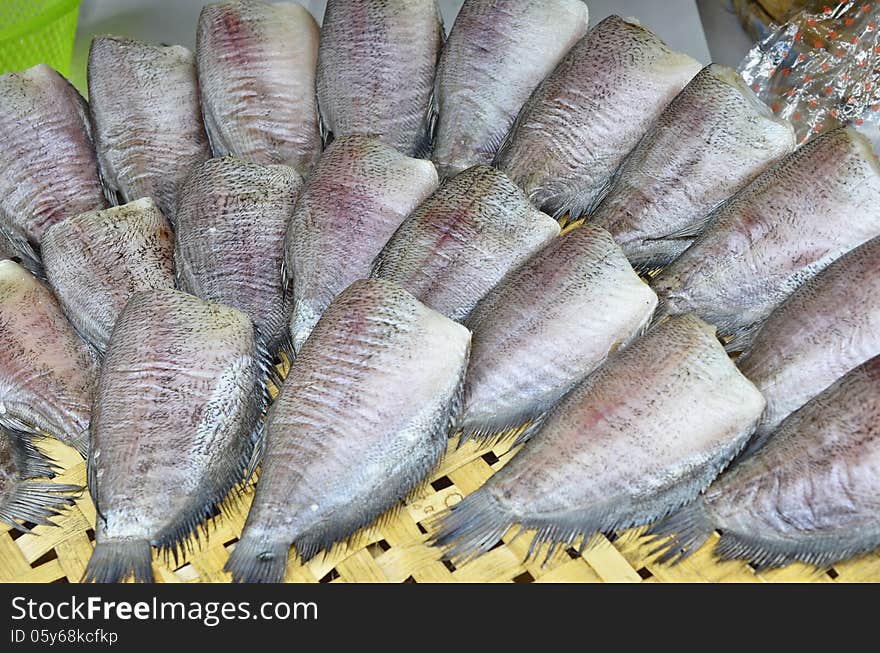 Salted fish dried sold in Thai market