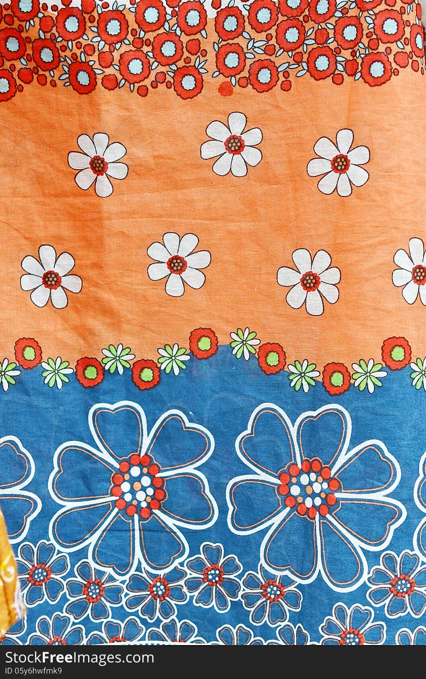 Flower printing on cloth fabric background