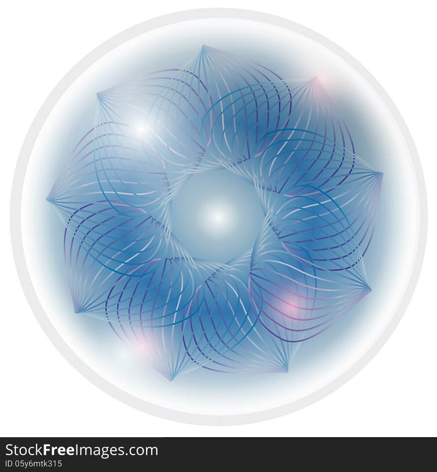 Blue vector abstract flower with rays