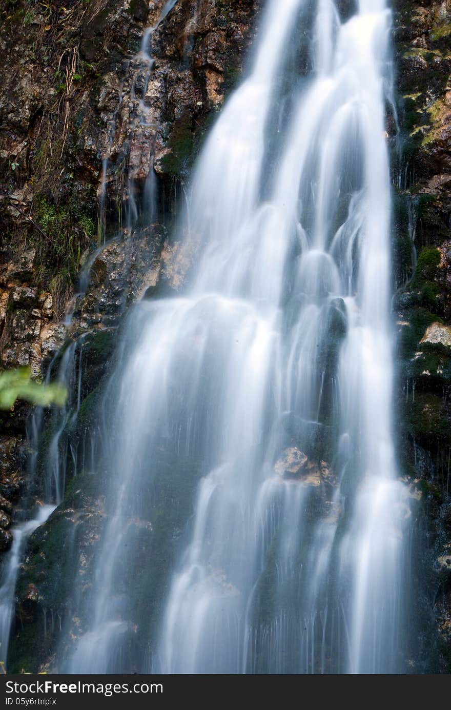 Foamy and ethereal mystic waterfall in the Carpathian mountains