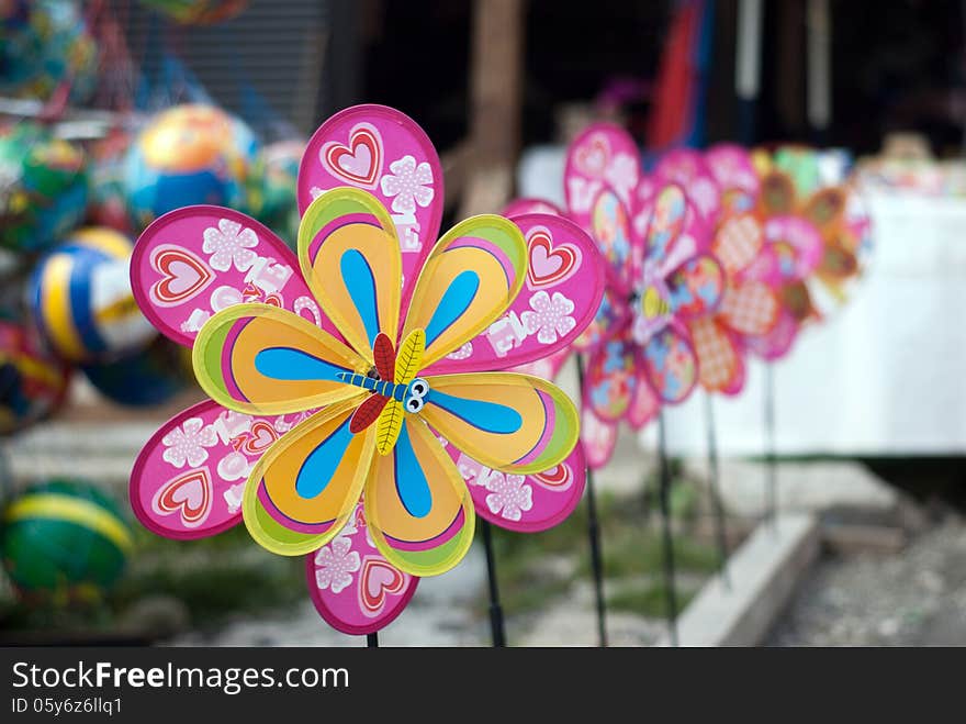 Colorful and joyful toy plastic flowers for kids. Colorful and joyful toy plastic flowers for kids