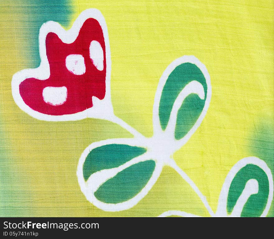 Silk fabric with a pattern of batik, background. Silk fabric with a pattern of batik, background