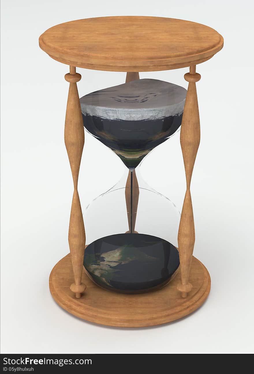 Hourglass time is earth 3d concept