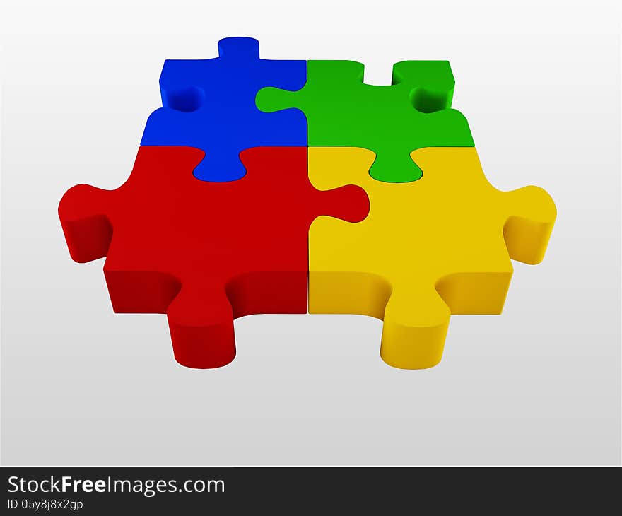 Glossy colourfull jigsaw on white. Glossy colourfull jigsaw on white