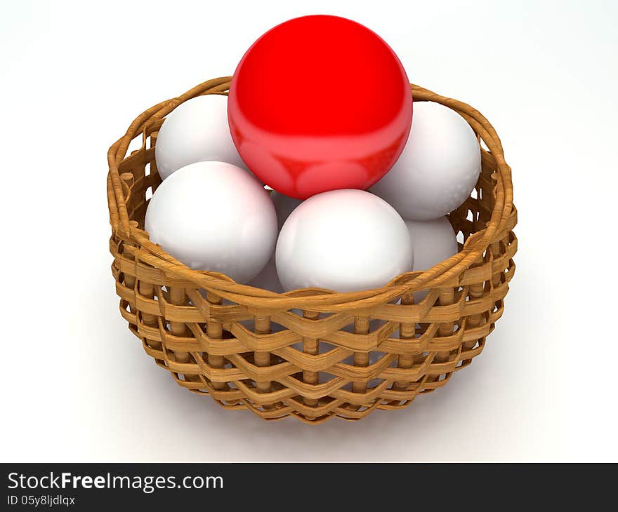 Sphere in basket white background