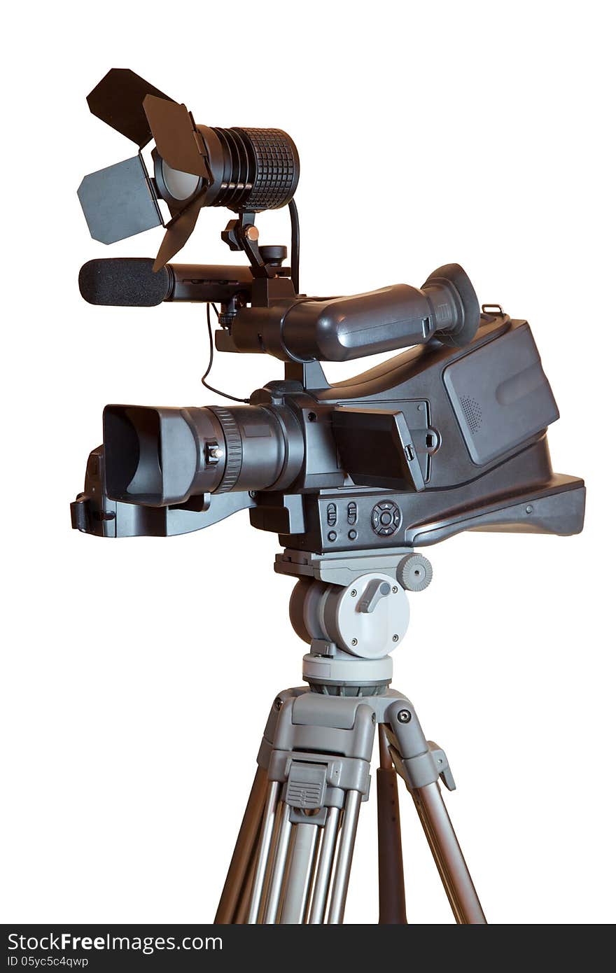 Professional video camera on a tripod