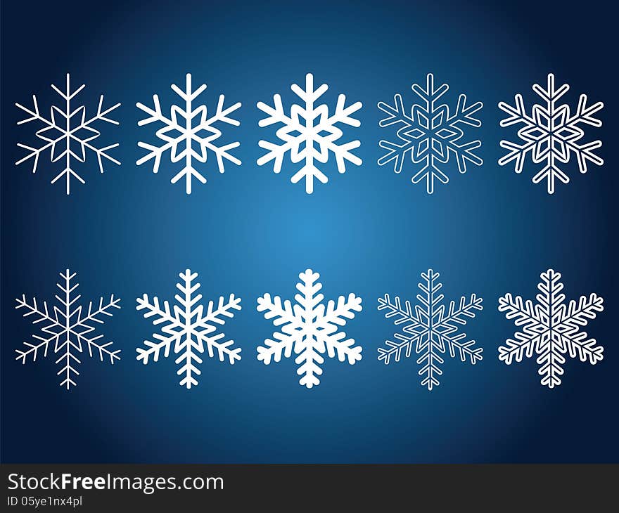 Beautiful snowflakes set for christmas winter design