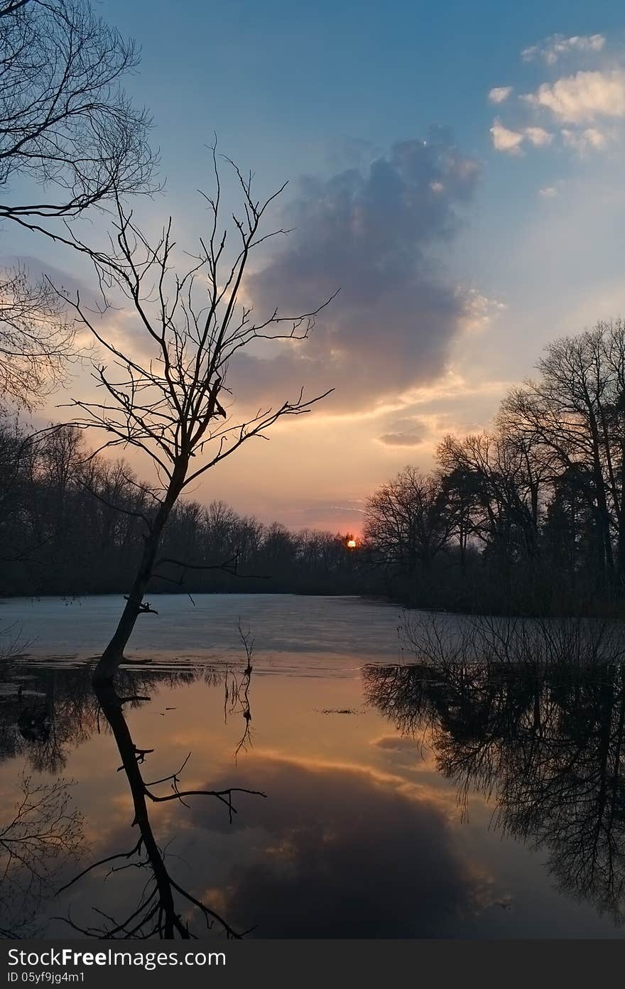 Beautiful sunset on the lake