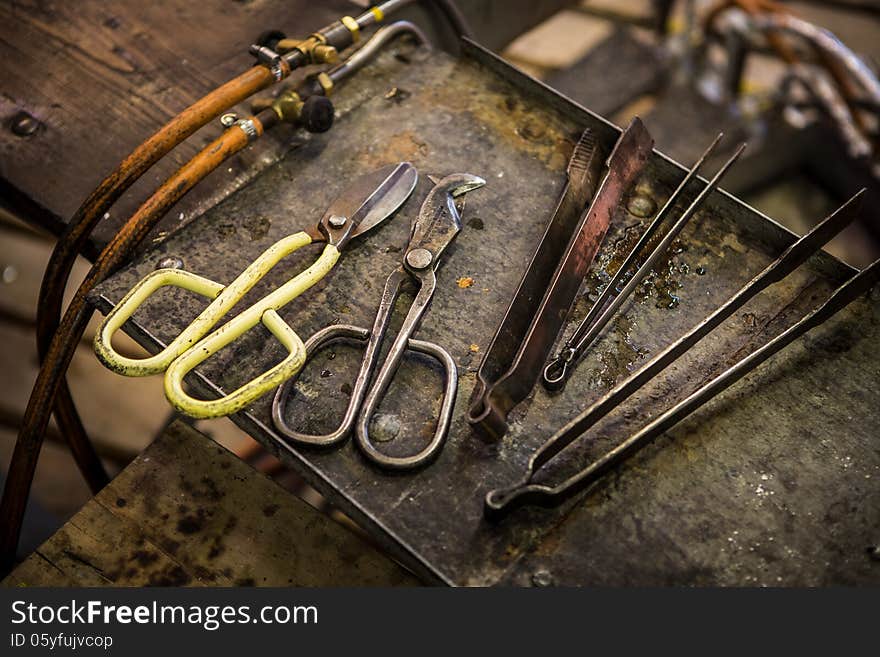 Pliers in the workshop.