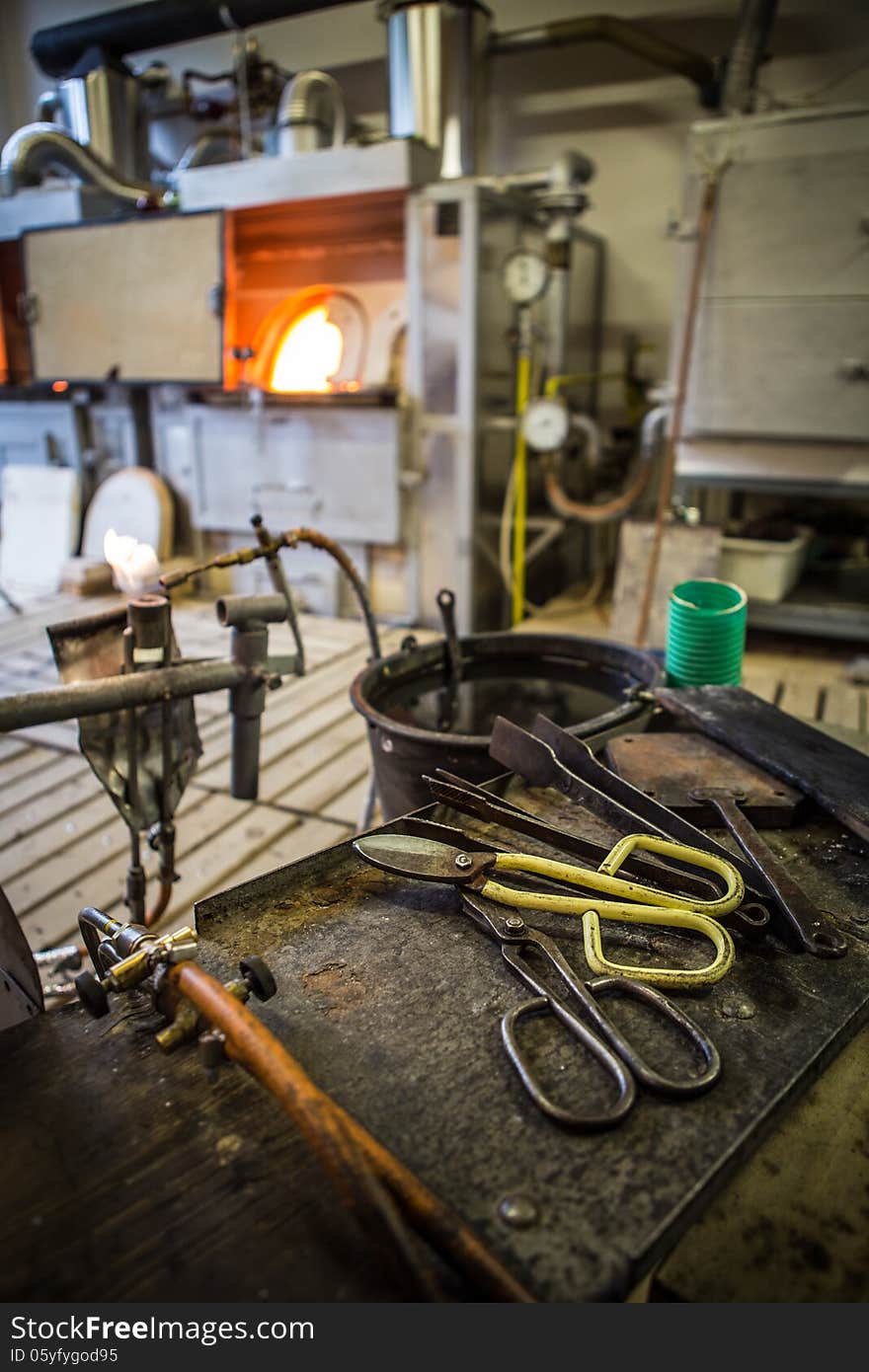 Pliers in the workshop.