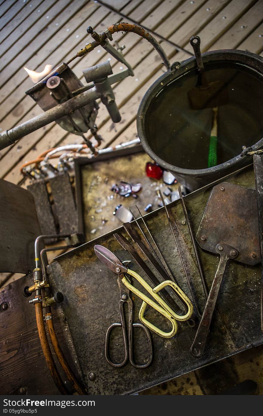 Pliers in the workshop.