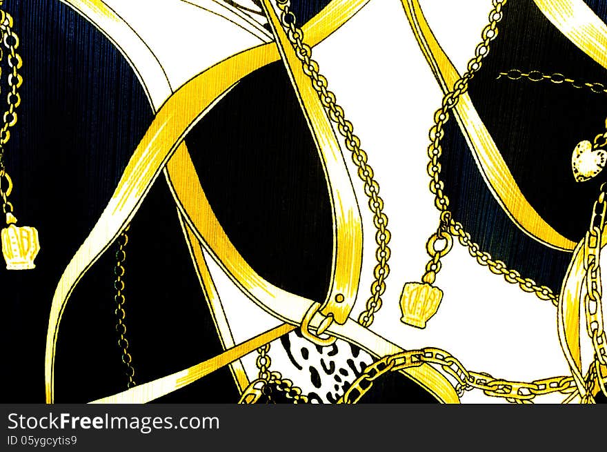 Gold chain looped heart pattern.For art texture or web design a