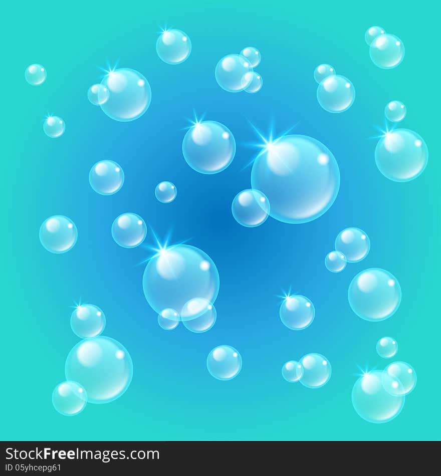 Background With Realistic Air Bubbles Under Water