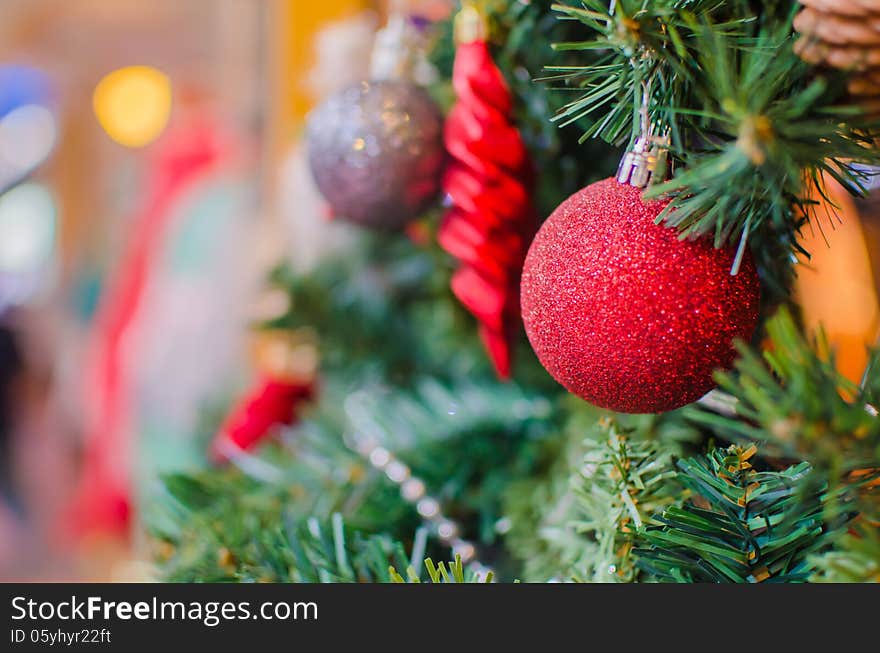 Christmas Tree Ornament with blurred background