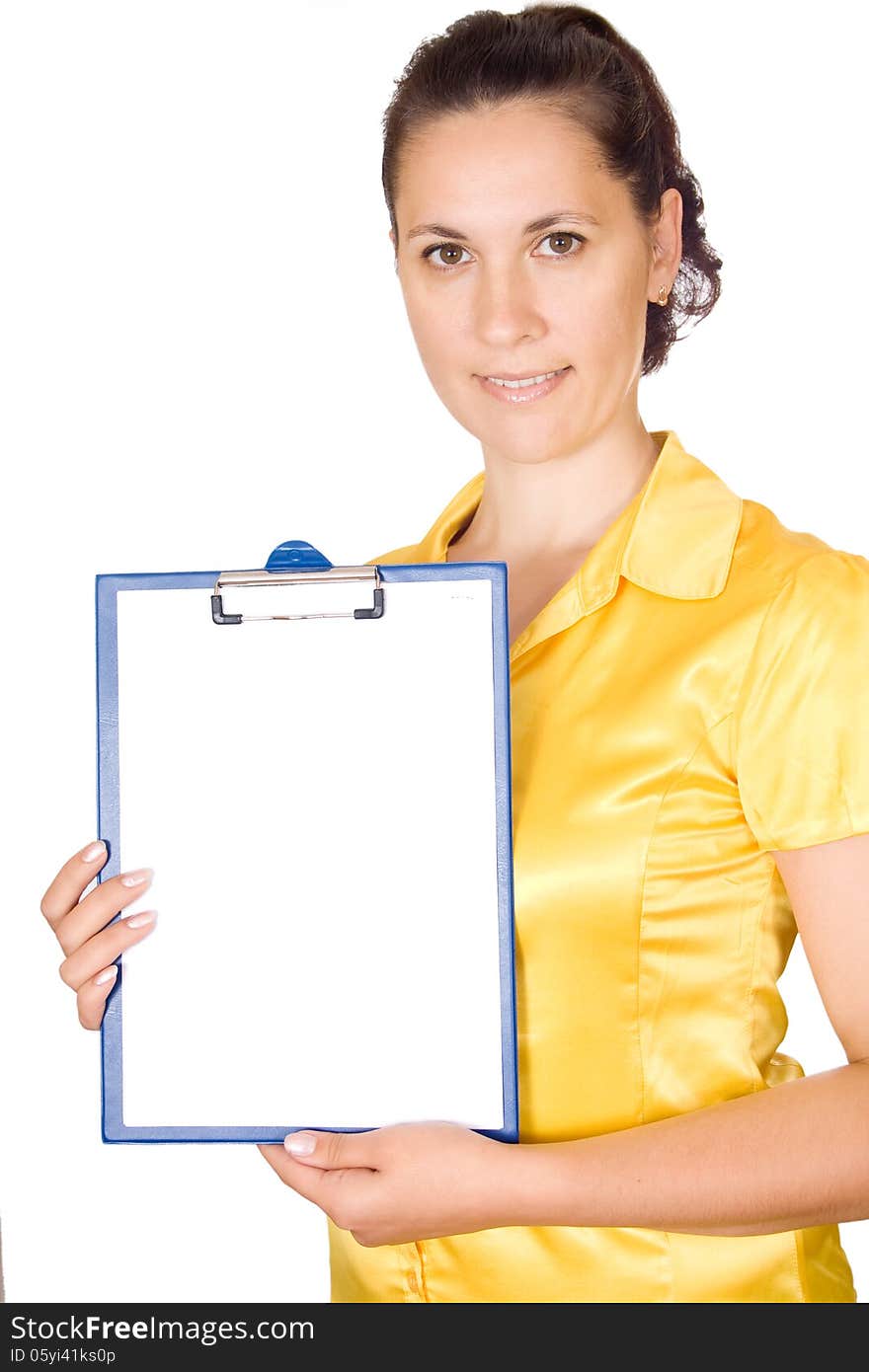 Woman Holding Blank Sign