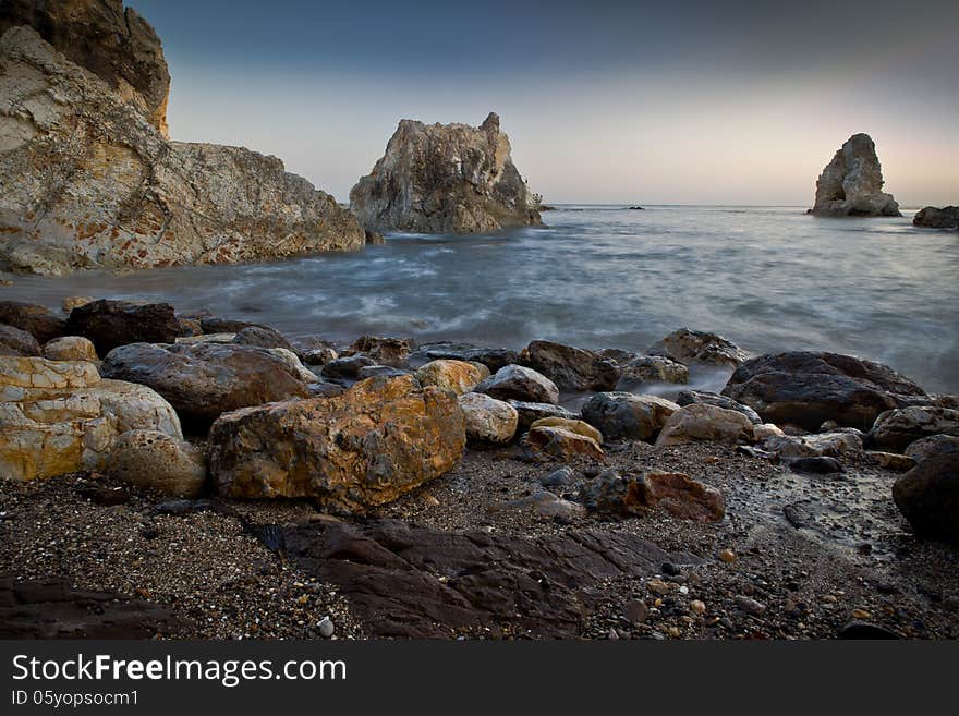 Rocks and Ocean in Pismo Beach California. Rocks and Ocean in Pismo Beach California