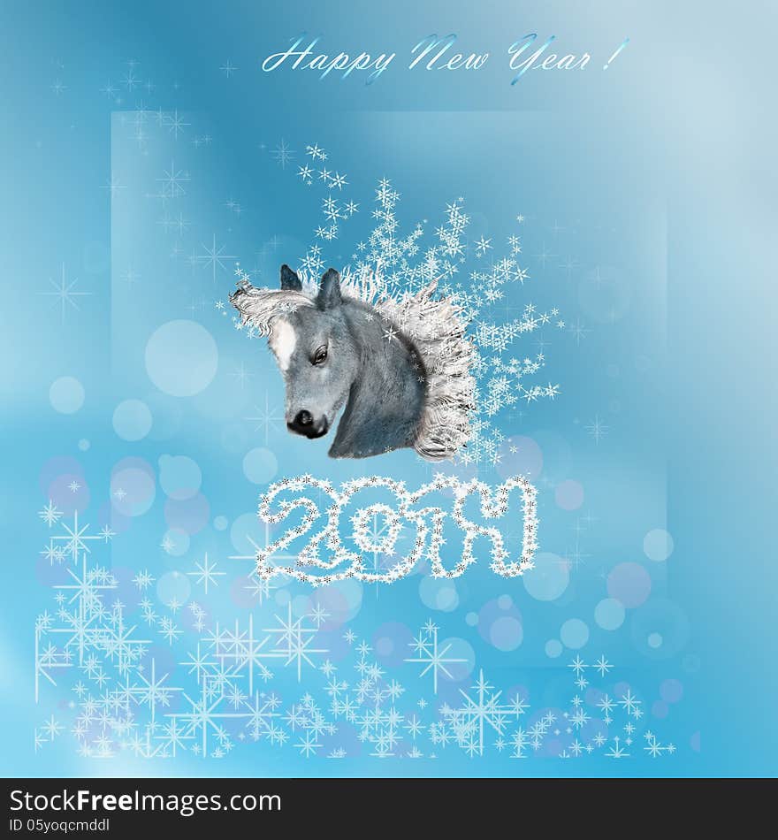 Blue background with symbol of 2014 New Year. Blue background with symbol of 2014 New Year.