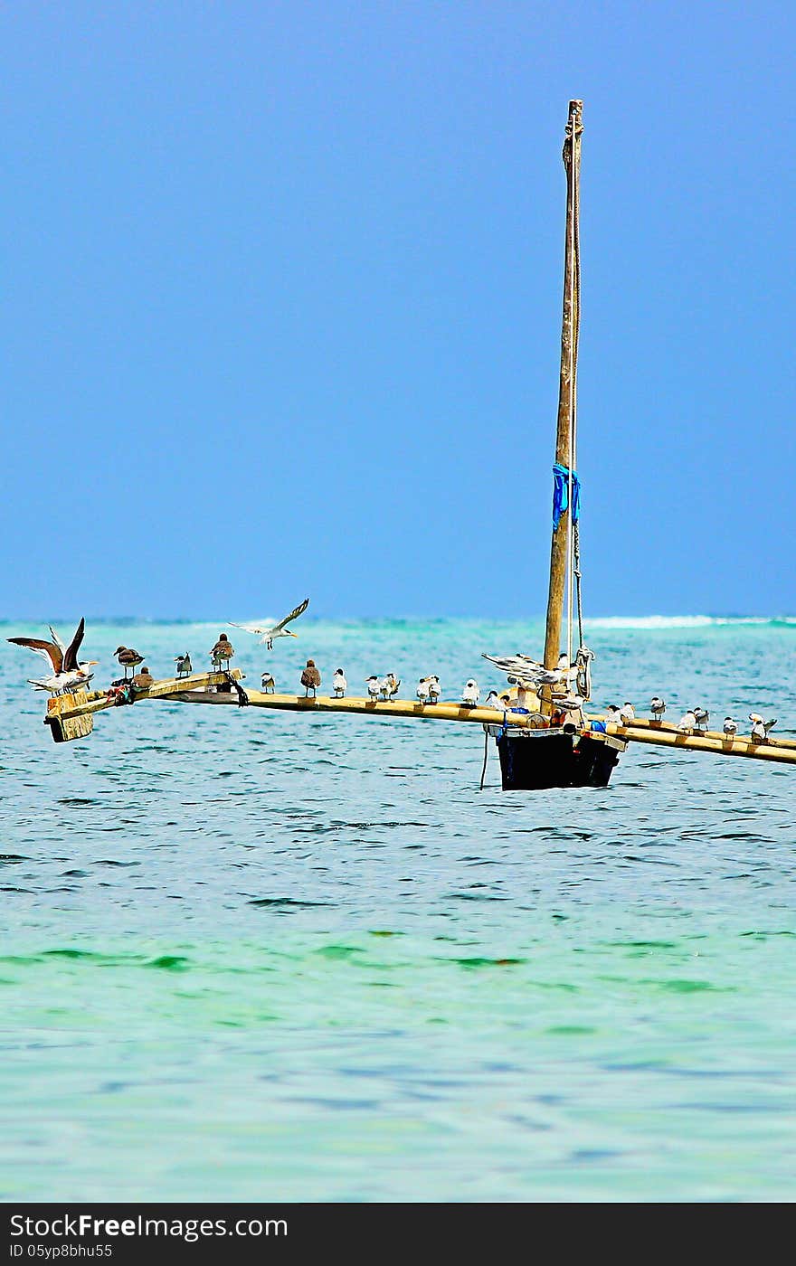 Traditional african fisherman boat in Kenya. Traditional african fisherman boat in Kenya