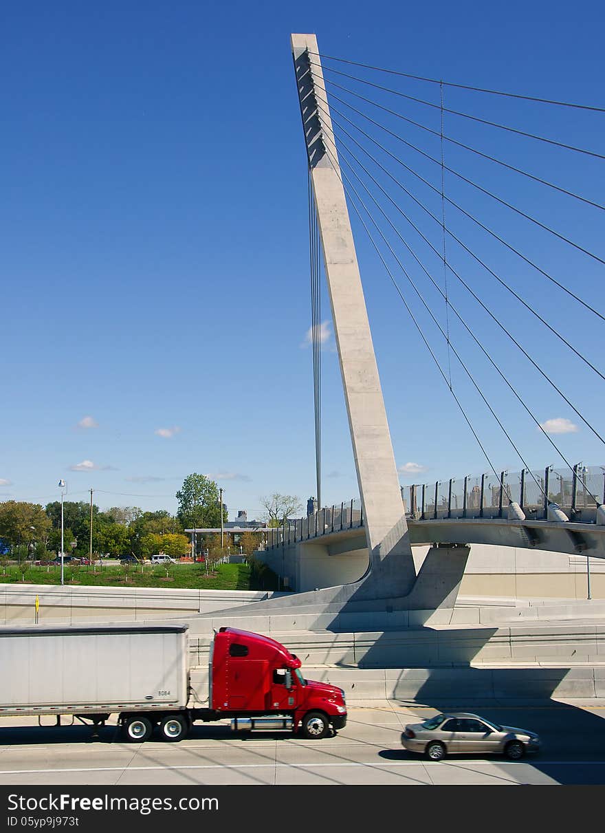 Semi Truck On Detroit Freeway