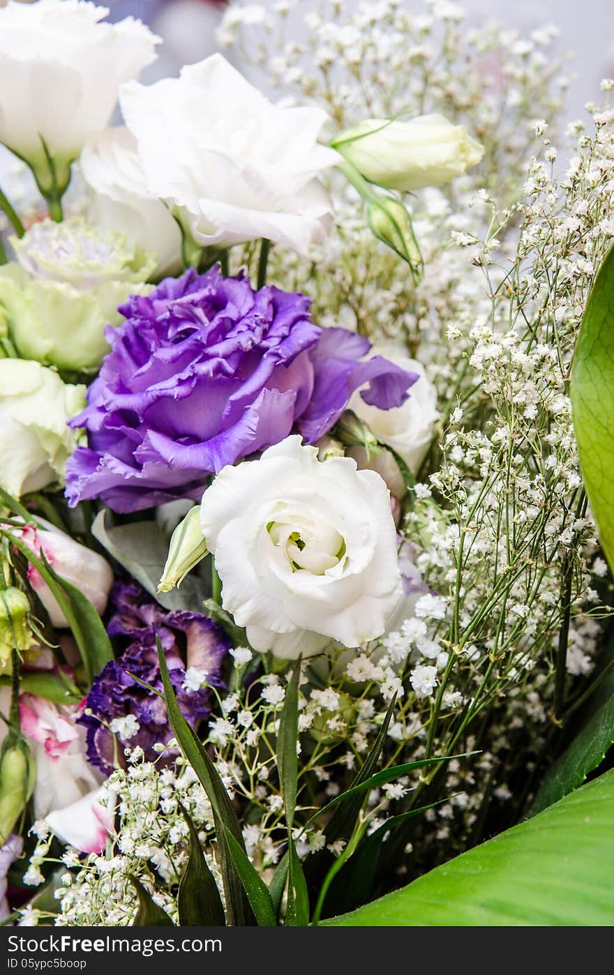 Wedding background decoration with beautiful blue and white lisianthus and roses. Wedding background decoration with beautiful blue and white lisianthus and roses