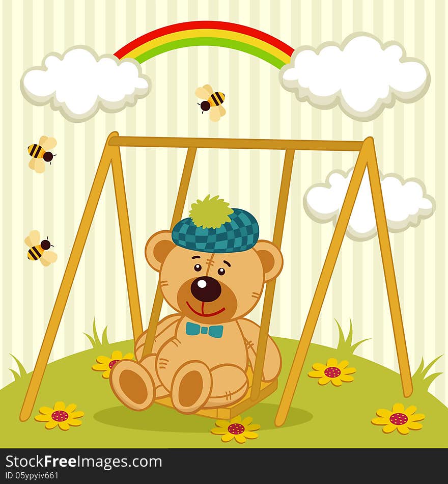 Teddy Bear On Swing