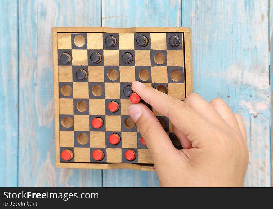 Wooden board game on table