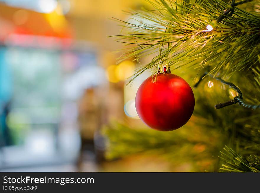 Christmas Tree Ornament with blurred background