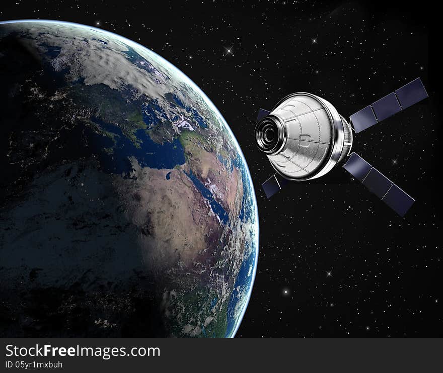 Satellite in space with earth background