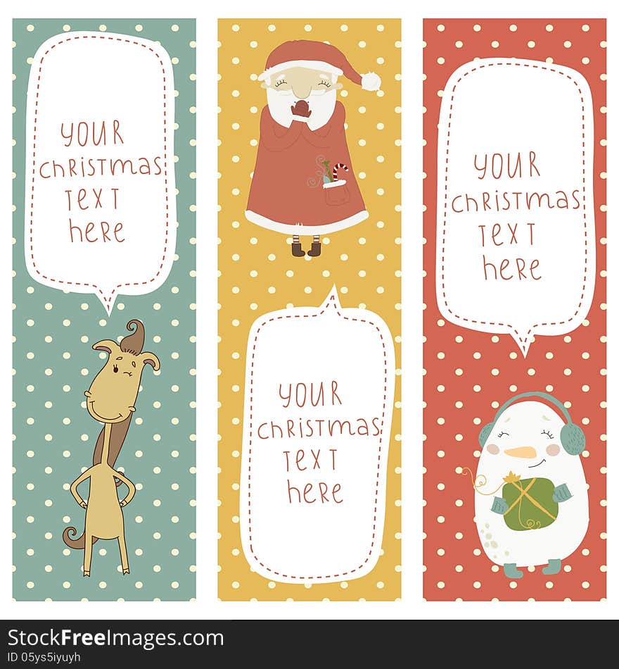 A set of Christmas and New Year banners.Santa Clau