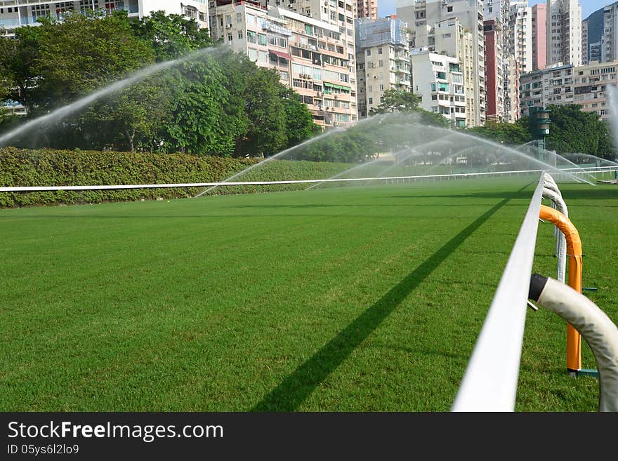 This is a horse racing track in Hong Kong. This is a horse racing track in Hong Kong.