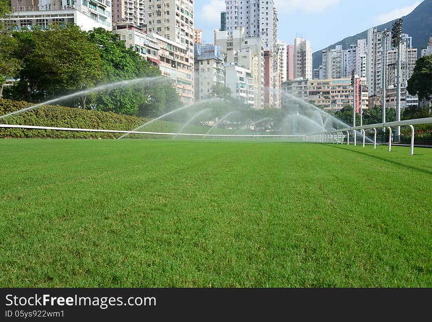 This is a horse racing track in Hong Kong.