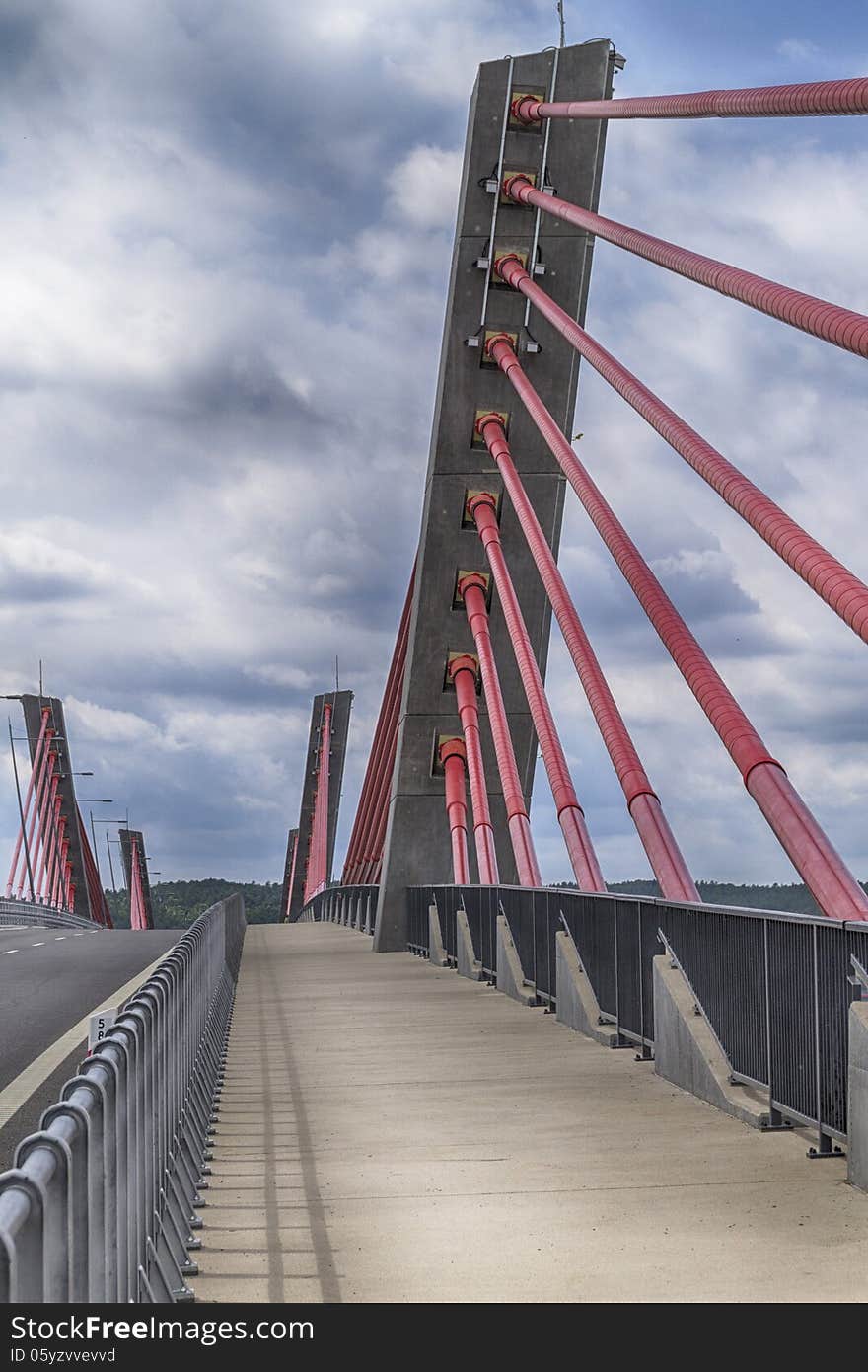 Cable-stayed bridge over the Vistula river in Kwidzyn - Poland