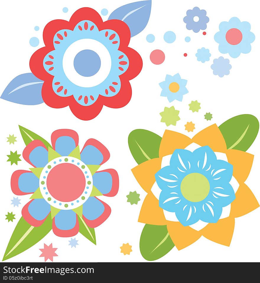 Bright simple flowers, design pattern