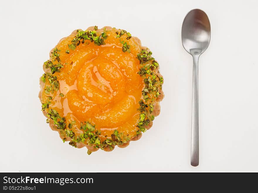 Dessert with Mandarin and nuts in jelly. Dessert with Mandarin and nuts in jelly