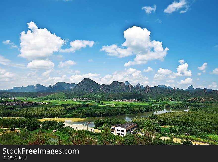 The view of danxia mountain. The view of danxia mountain