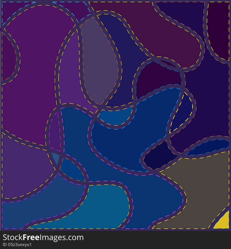 Color Curved Seams on a Blue Background, Abstract Pattern, Vector Illustration. Color Curved Seams on a Blue Background, Abstract Pattern, Vector Illustration