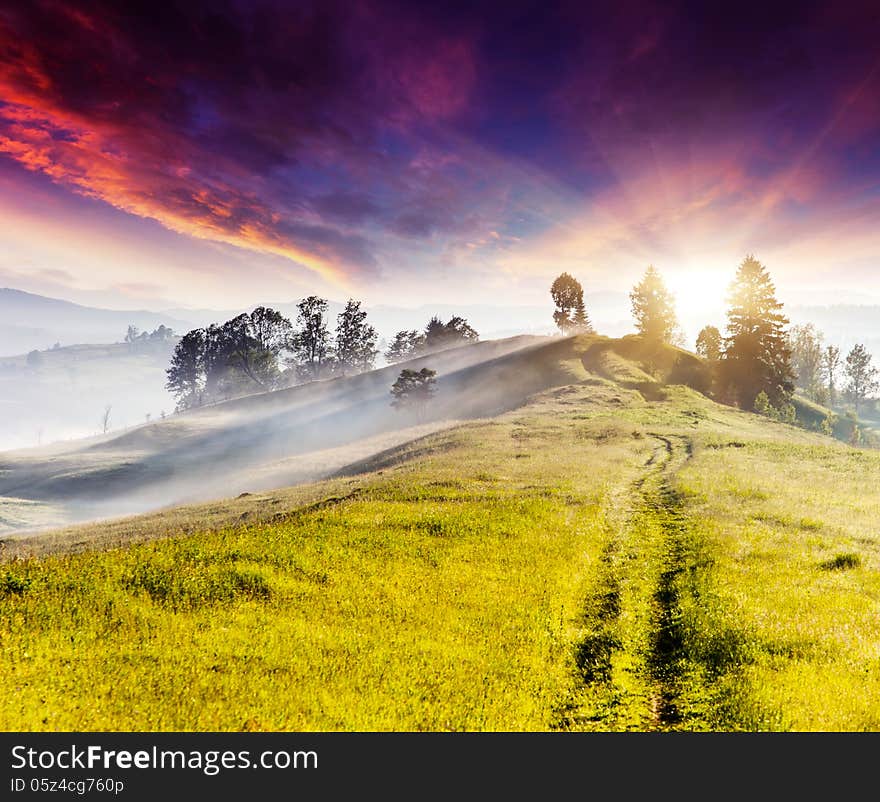 Majestic mountain landscape with colorful cloud. Dramatic overcast sky. Carpathian, Ukraine, Europe. Beauty world. Majestic mountain landscape with colorful cloud. Dramatic overcast sky. Carpathian, Ukraine, Europe. Beauty world.