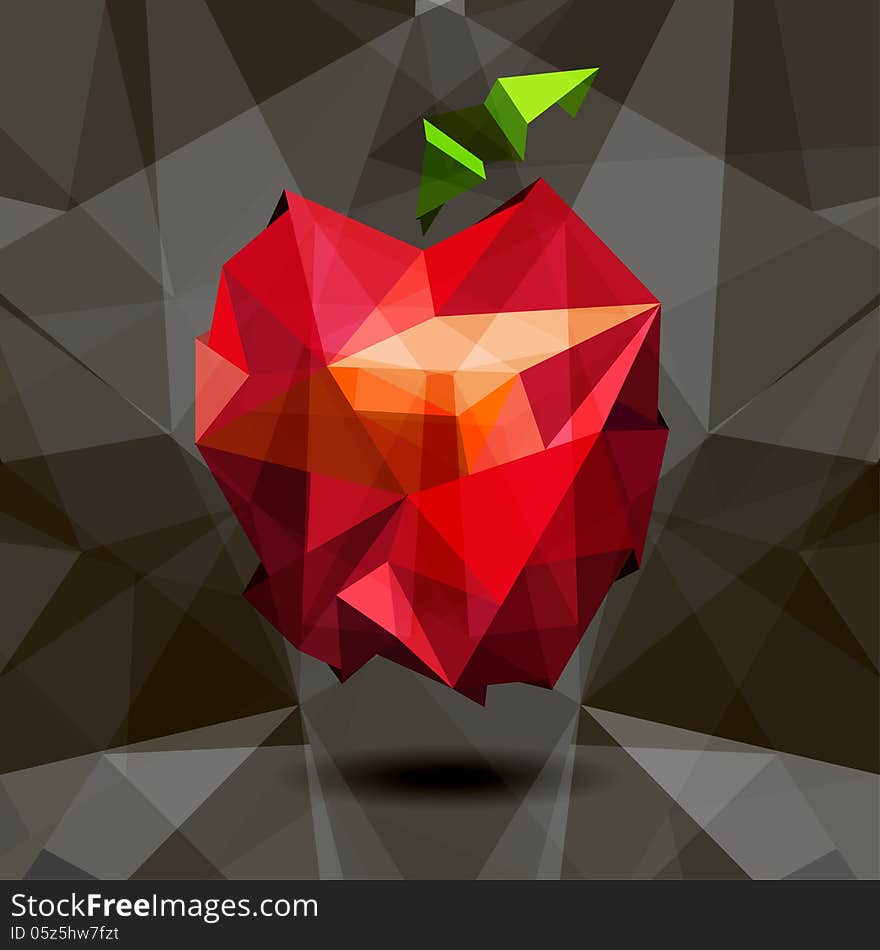 Vector image of apple in style origami. Vector illustration