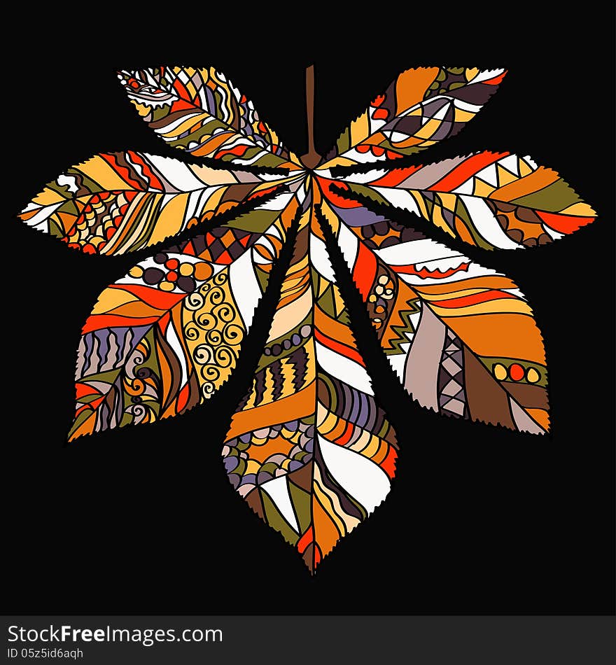 Ornamental leaf chestnut - vector silhouette