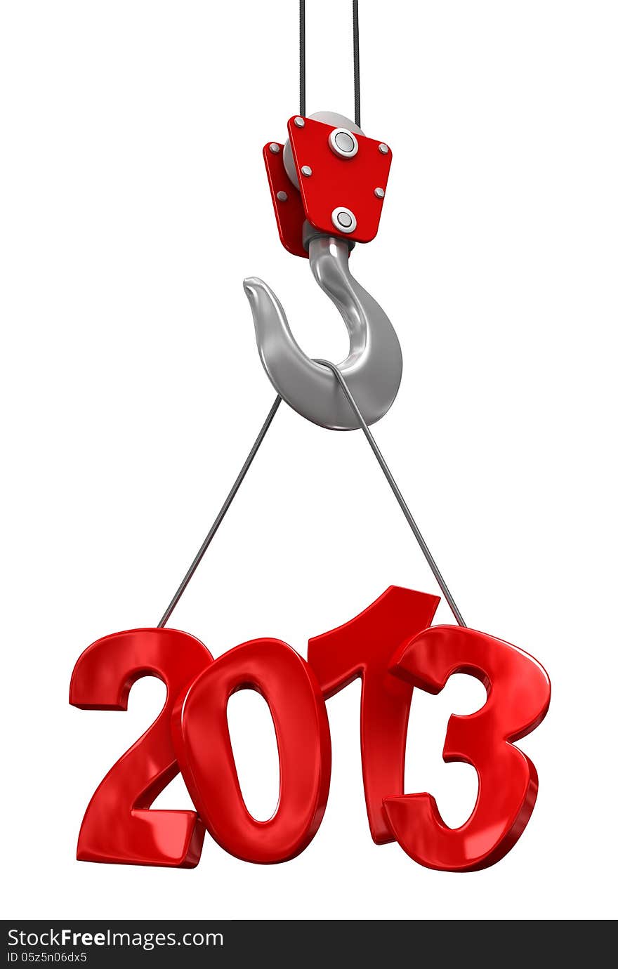 Numbers 2013 on crane hook   &x28;clipping path included&x29