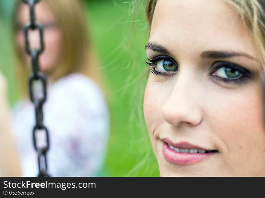 Portrait of young Adult Sisters at the park