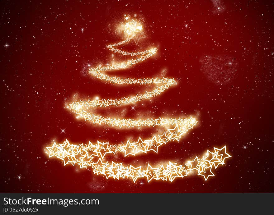 Red Christmas Background with Tree. Red Christmas Background with Tree